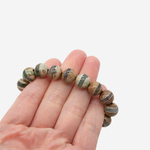 Бусина Дзи "Полосы" из агата, 10мм, бежево-зеленый