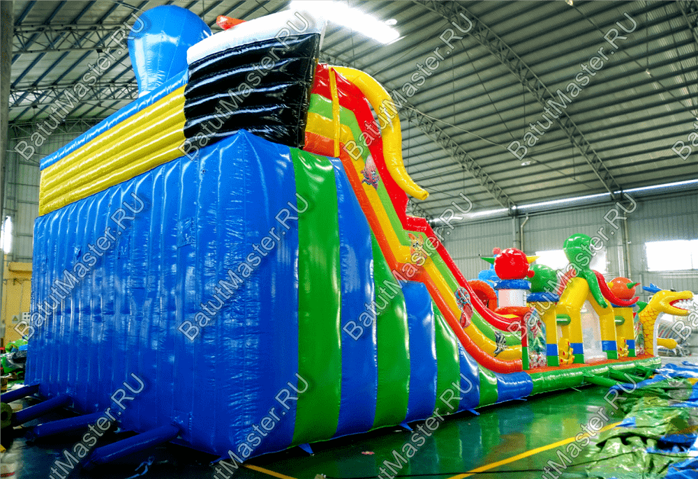 Коммерческий надувной батут "Осьминоги и драконы" 17*8*7 м