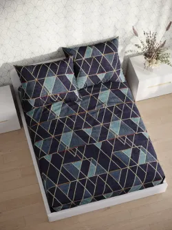 Постельное белье перкаль Сказка "Энигма" 2-спальное Наволочка 50х70 см 2 шт Простынь на резинке 160x200 см Пододеяльник 175x215 см