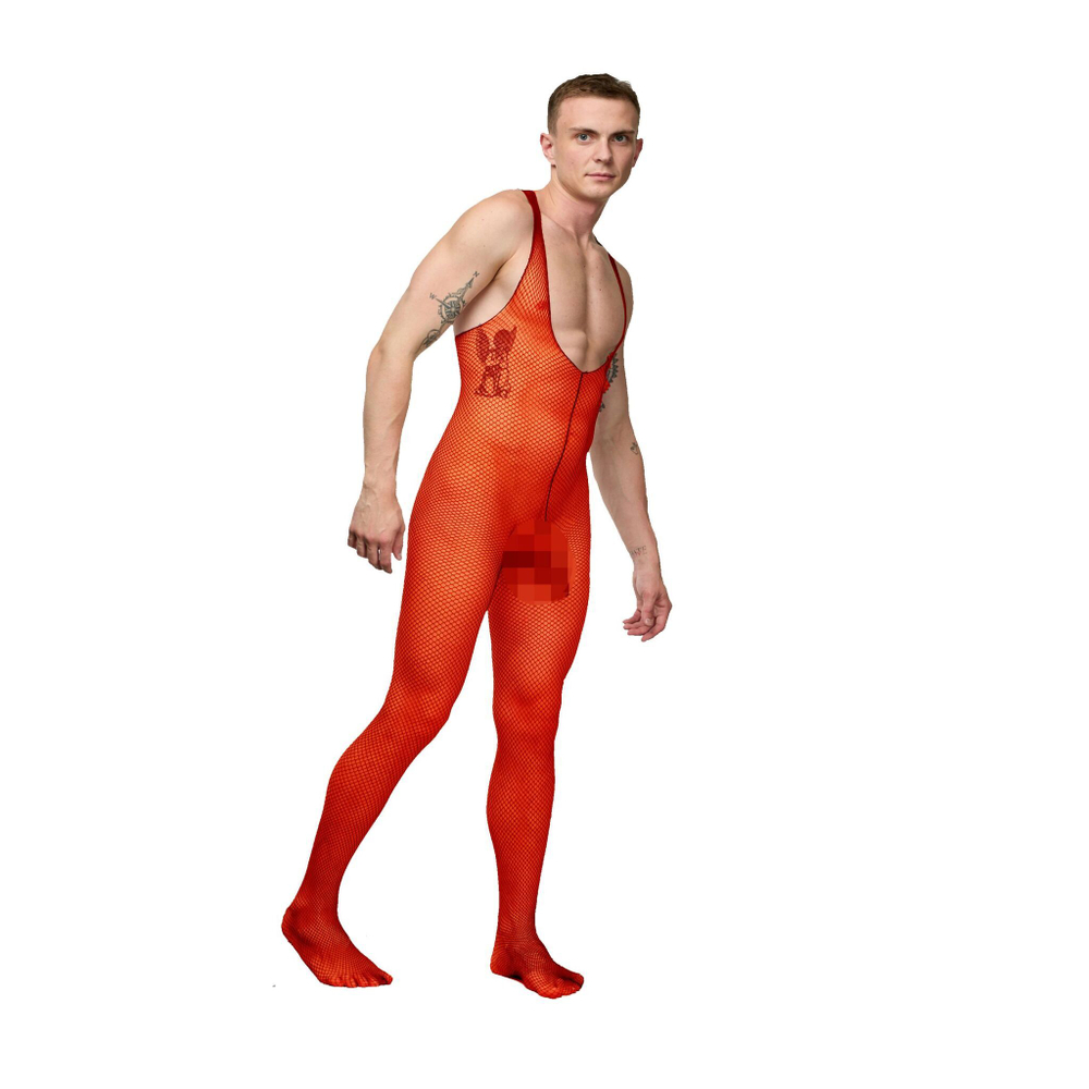 Красный мужской кэтсьюит-сетка (Размер: L-XL) (Цвет: красный)