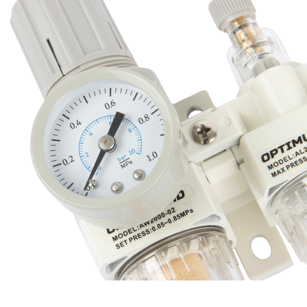 AC2010-02 Блок подготовки воздуха 1/4" с фильтром, манометром, маслораспылителем и регулятором давления