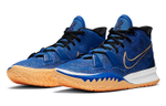 Nike Kyrie 7 EP "Sisterhood" round head comfortable shock absorption, non-slip wear-resistant wrapping support mid-top actual combat basketball shoes for men and women with the same black and blue domestic version