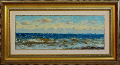 Картина Бочарова С.П. "Черное море в Ялте" холст/масло 25х65