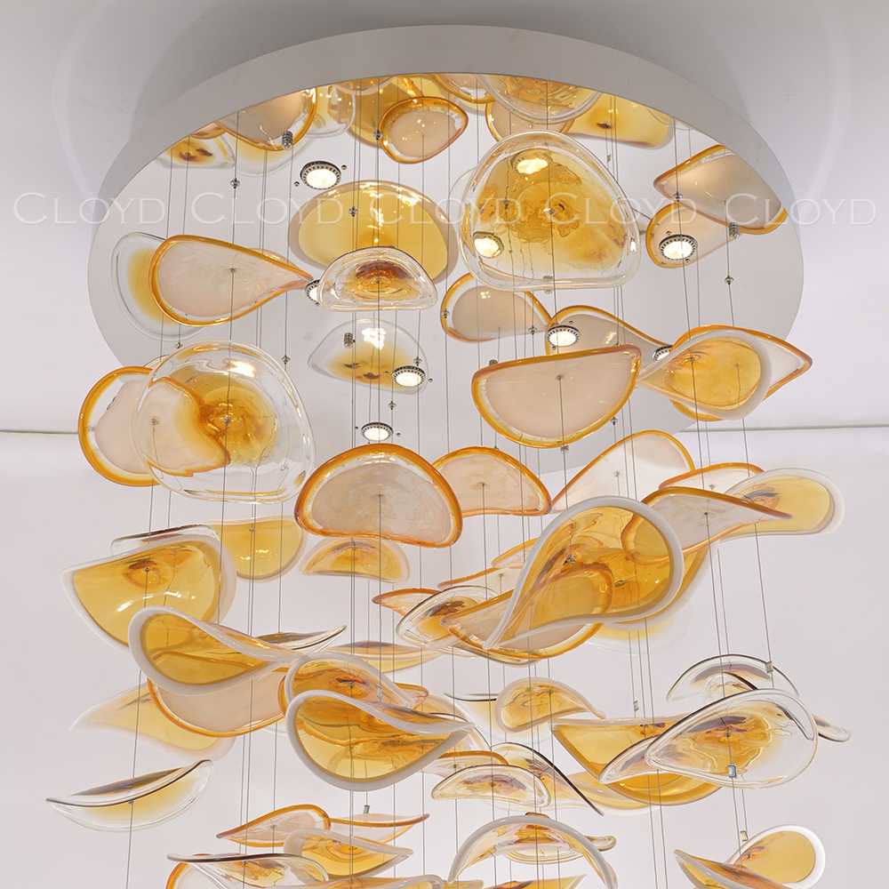 Люстра Cloyd KUSTO C12 / выс. 230 см - хром - янтарное стекло (арт.11331)