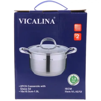 Кастрюля из нержавеющей стали VICALINA 1,9л, индукция, VL-1072