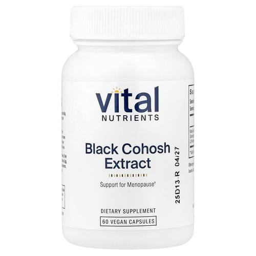 Vital Nutrients, Экстракт черного кохоша, 250 мг, 60 веганских капсул