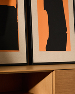 Zernu Абстрактная картина в оранжевых и чёрных тонах лен 42 x 65 см