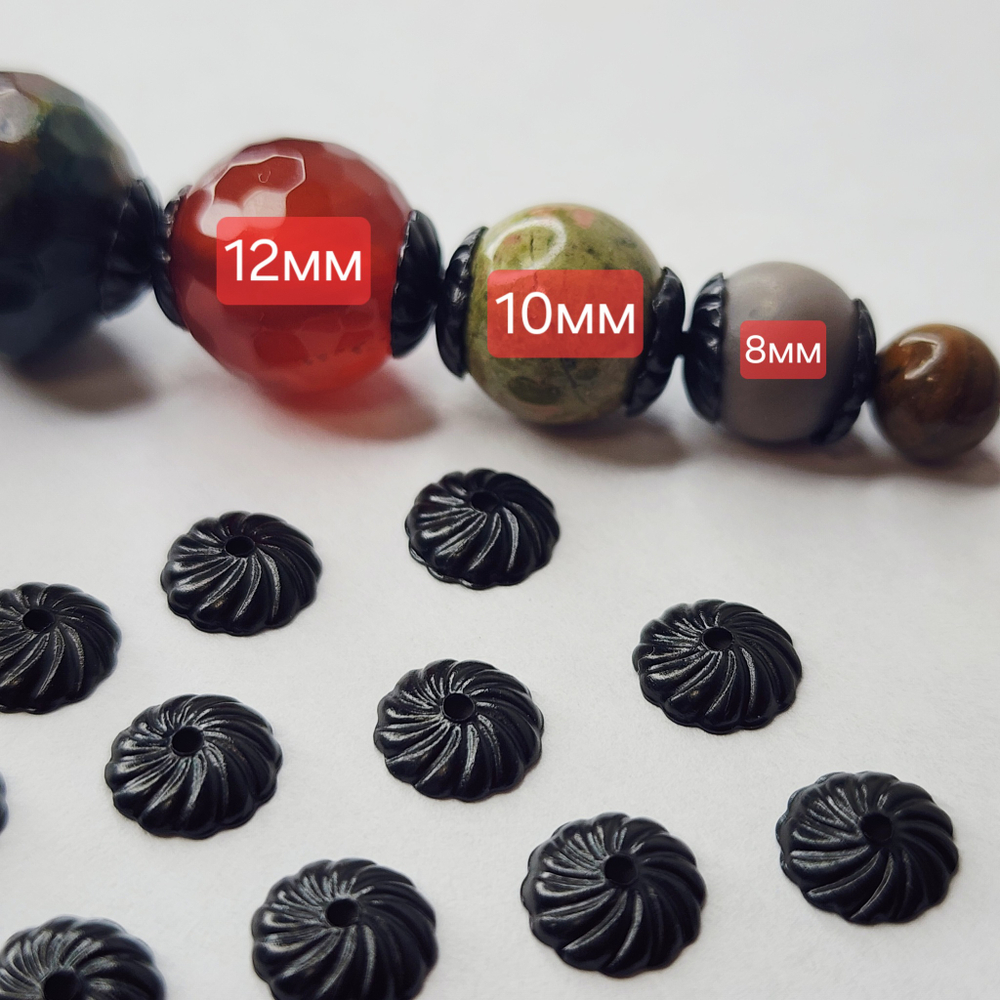 Шапочка сталь, черная, витая, р-р 7мм