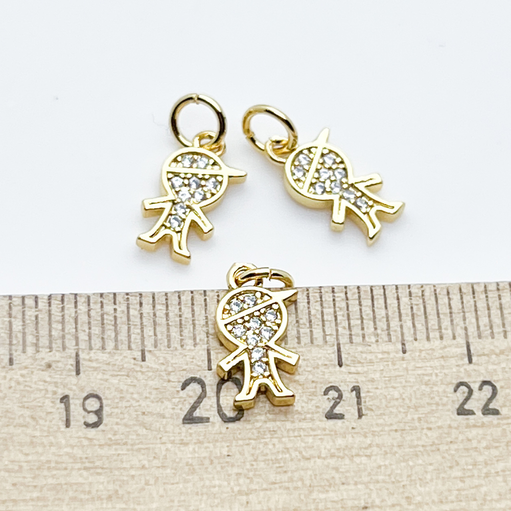Подвеска Мальчик, позолота, фианиты, размер 12*7 мм, цена за 1 шт