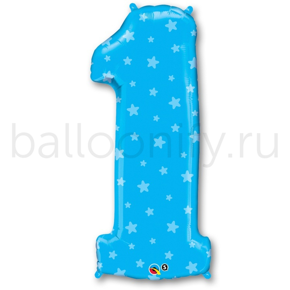 Шар ЦИФРА 1 Звездочки Blue 38" 96 см