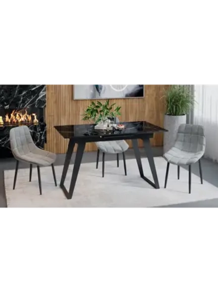 Стол кухонный Черный муар мрамор 140(180)х80х77 см