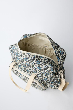 ZARA СУМКА ДЛЯ МАМ С ЦВЕТОЧНЫМ ПРИНТОМ, СИНИЙ