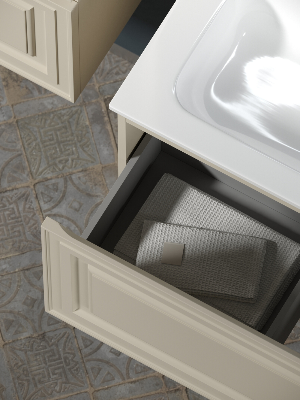 Тумба с раковиной Sancos Very 100 см VR100RCE правая, beige soft