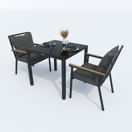 Стол обеденный КАНА алюминий, стекло 80x80 см (4 ножки)