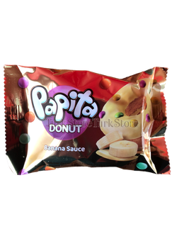Пончик PAPITA DONUT с какао-глазурью, банановой начинкой и цветным драже 40 гр