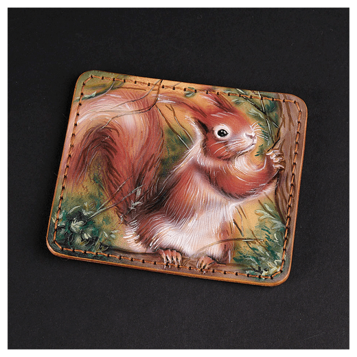 Кожаный картхолдер «Белочка»