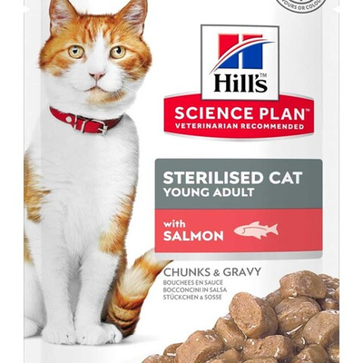 Hill's Feline Sterilised Salmon 85 г - консервы (пауч) для кошек стерилизованных (лосось)