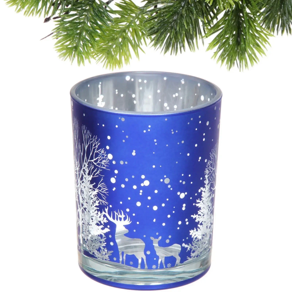 Подсвечник «Зимнее сияние» 10*12,5 см, Синий
