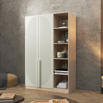 Шкаф Агератум МДФ двухсекционный с стеллажом Лайн керамика (0,27) А10032 матовая - Дуб Сонома 3025  170*60*260