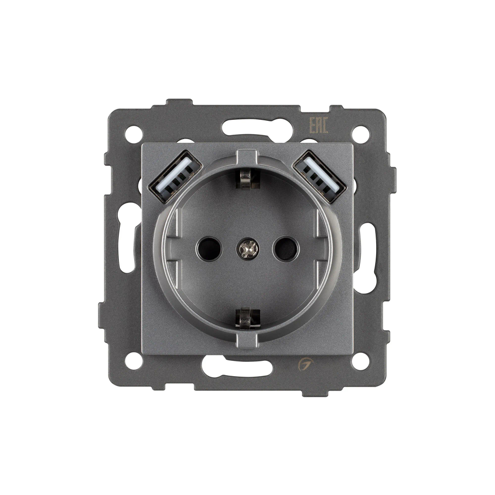 Механизм розетки с USB зарядкой SCT-MUAA-PL-GR-V (250V, 16A) (Arlight, -) 049820