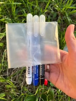 Маркер строительный тонкий разметочный с длинным наконечником / Набор 5 шт (красный, белый, черный, зеленый, синий) / Маркеры строительные для разметки по стеклу, дереву, металлу,ткани