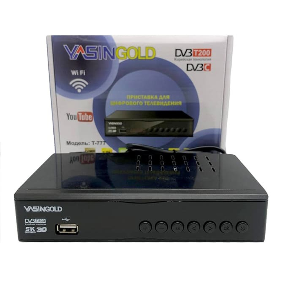 Цифровая ТВ приставка DVB-T-2 YASIN GOLD T200 T-777 (Wi-Fi) + HD плеер