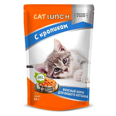 Cat Lunch консервы для кошек с кроликом в желе 85 г пакетик