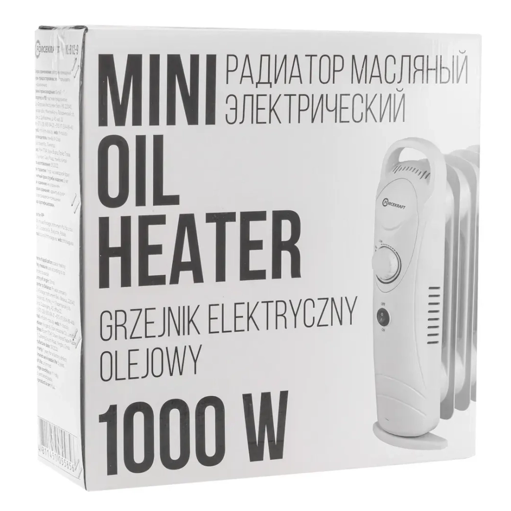 Радиатор масляный электрический (220-240V, 1000W, 9 секций, 1 режим нагрева) FORCEKRAFT FK-YL-B12-9