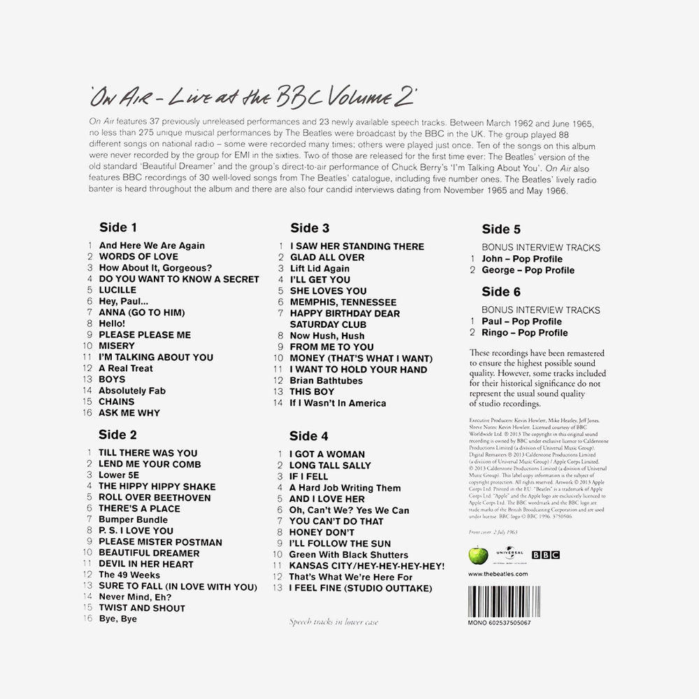 The Beatles / On Air - Live At The BBC Volume 2 (Mono)(3LP)