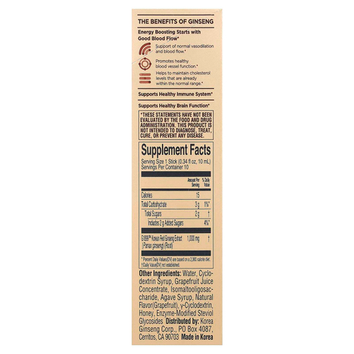 JungKwanJang, Экстракт корейского красного женьшеня, Everytime, грейпфрут, 10 стиков по 10 мл (0,34 жидк. Унции)