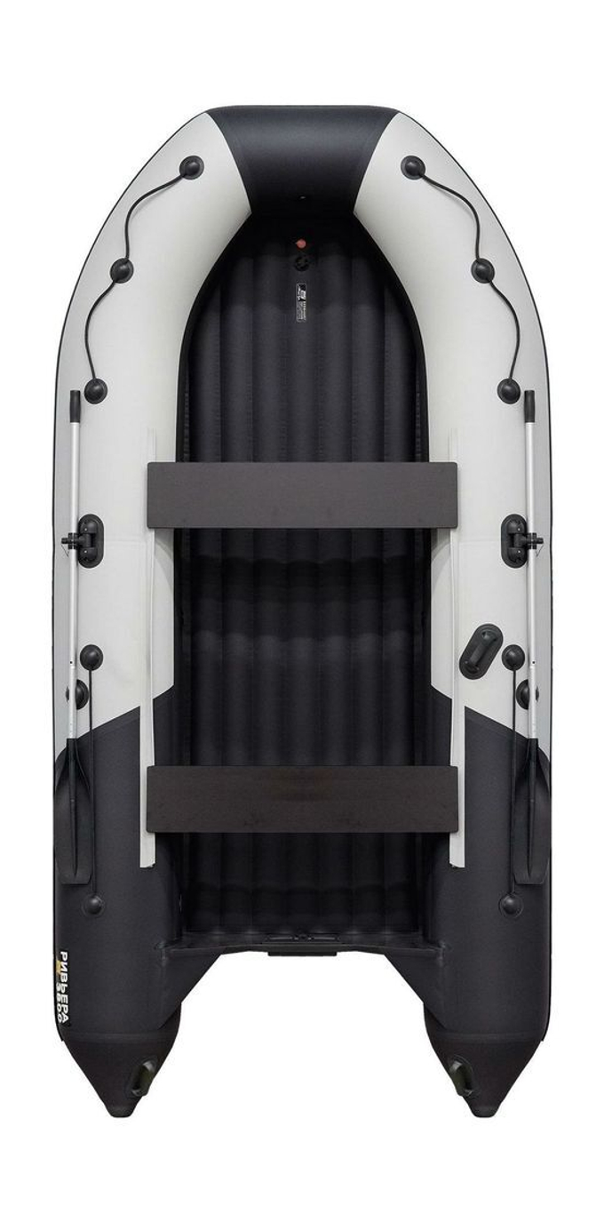Надувная лодка ПВХ, Ривьера Компакт 3800 НДНД Комби, бронь, светло-серый/черный