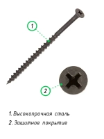 Саморез, шуруп по дереву 4,8 х 90 мм потайной черный 200 шт. Arhitektor