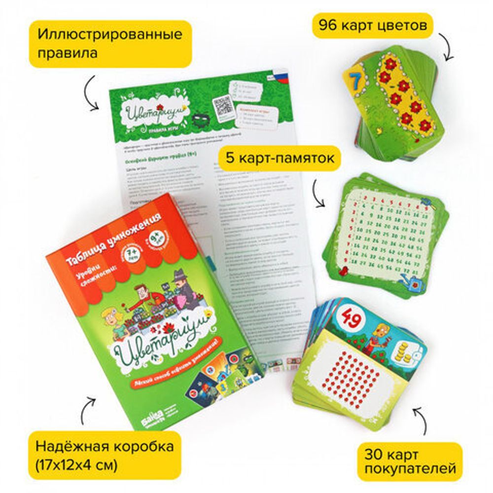 Игра настольная развивающая "Цветариум", 96 карт цветов, 30 карт покупателей, БАНДА УМНИКОВ, УМ035