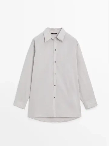 Massimo Dutti Рубашка из смесового хлопка в двойную полоску, белый