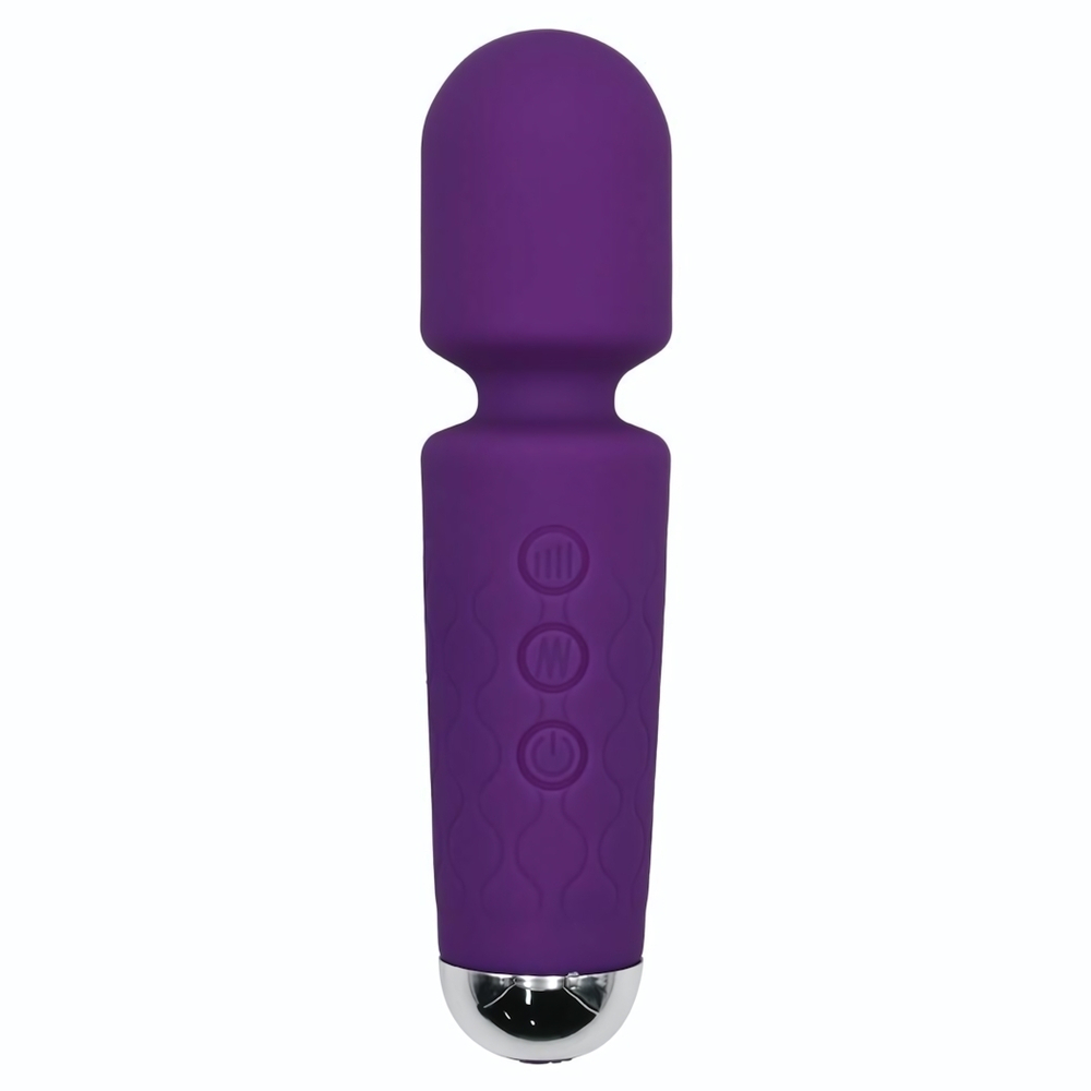 Фиолетовый перезаряжаемый мини-wand вибратор - 16 см. (Цвет: фиолетовый)