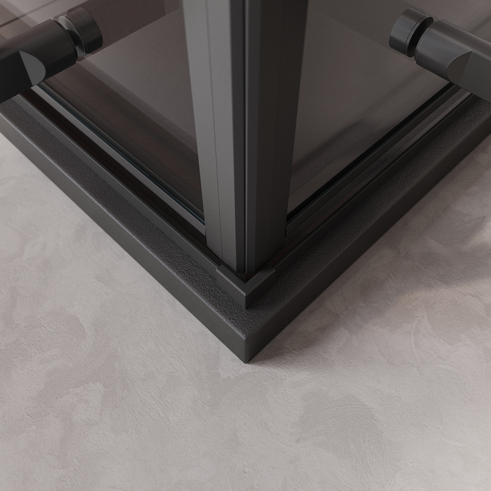 Душевой уголок Cezares LINER-A-2-90-C-NERO, 90х90х195, профиль черный матовый, стекло прозрачное