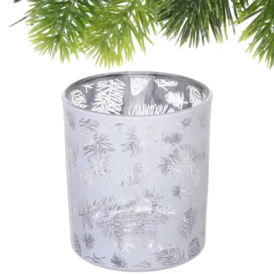 Подсвечник «Зимняя хвоя» 7*7,8 см, Белый