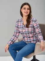 Блузка БЛ-22/клеткарозовый-индиго