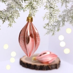 Ёлочные игрушки «Таинственное очарование» Капля 8 см (набор 2шт), розовое золото