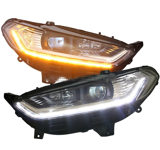 Передние фары Форд Мондео 5 2013-2019 V4 type [Комплект Л+П; ходовые огни; динамичный поворотник; электрокорректор;]