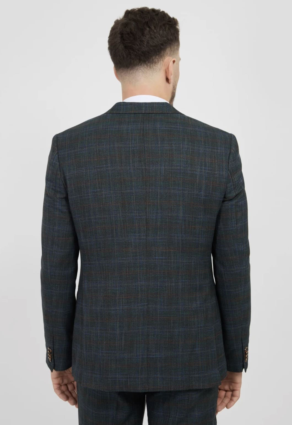 Мужской костюм тройка (серо-синий) В97