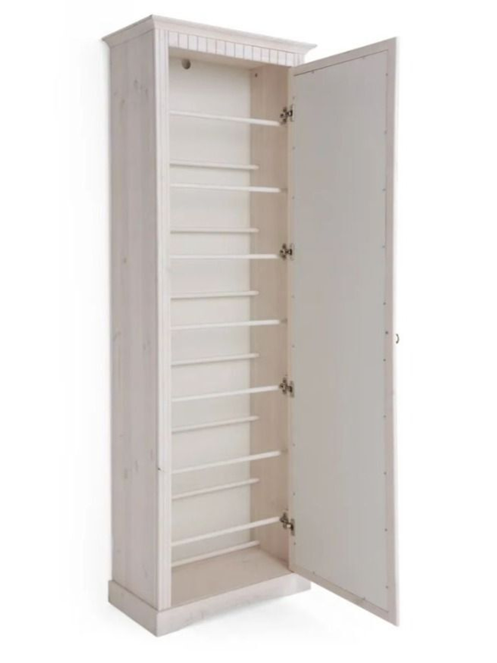 РЕКЛАМАЦИЯ Шкаф для обуви Неаполь из сосны с зеркалом 63х31х179 см, белый воск