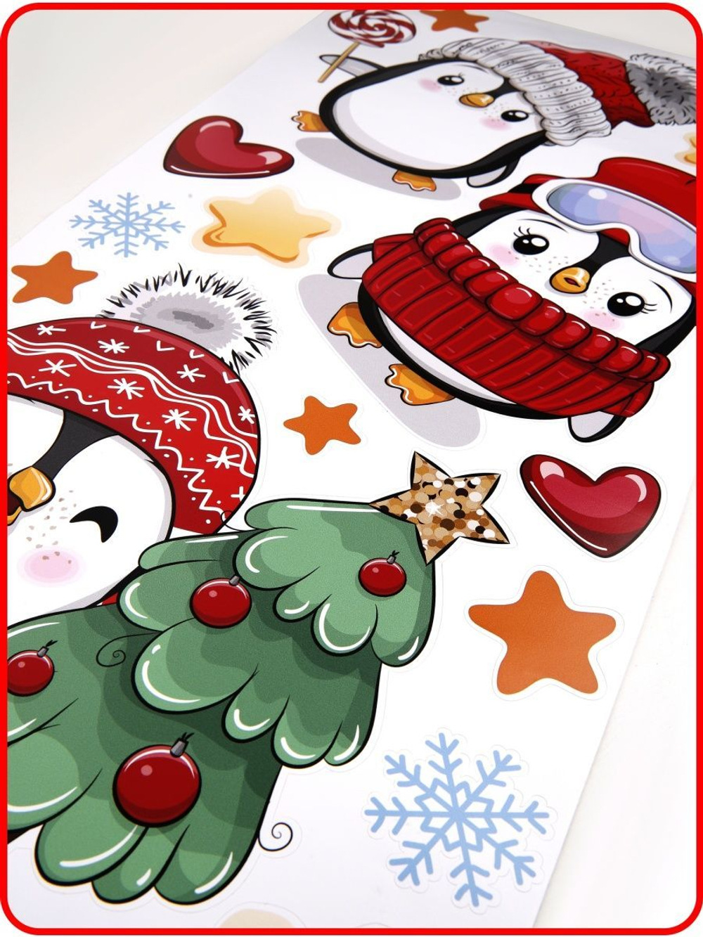 Новогодние наклейки стикеры на подарки, окна, декор для дома