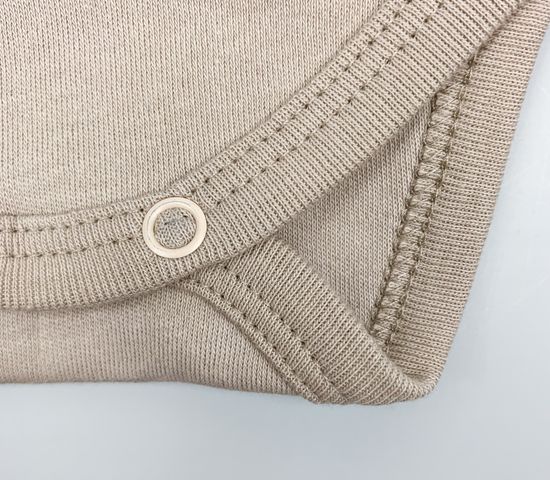 Боди хлопковое Basic песочное с коротким рукавом