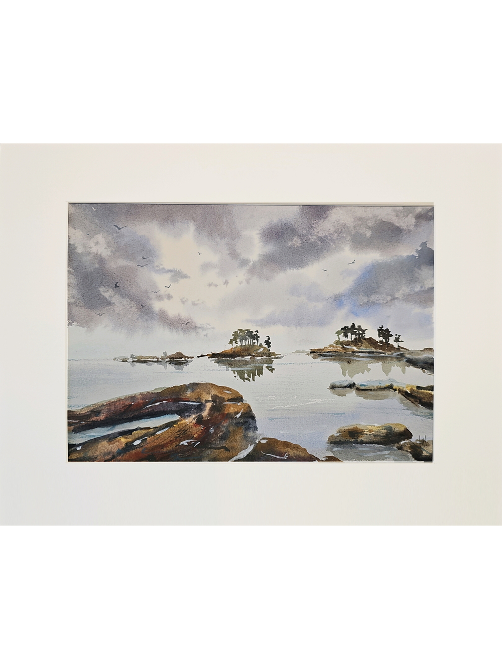 Картина авторская акварельная в паспарту 30х40 см на стену для интерьера "Ладога суровая! Ладога любимая!