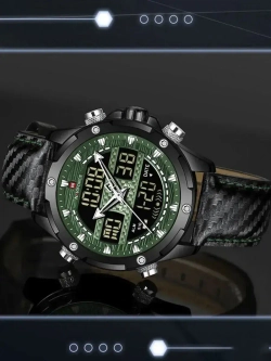 Подарочный набор - часы наручные кварцевые NAVIFORCE на кожаном ремешке, черный W8910-05