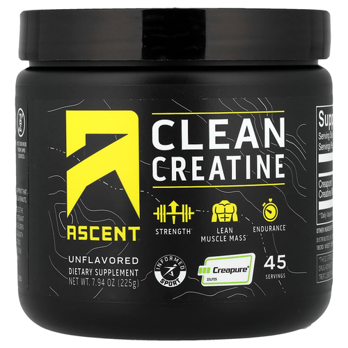 Ascent, Clean Creatine, Unflavored, 7.94 oz (225 g)