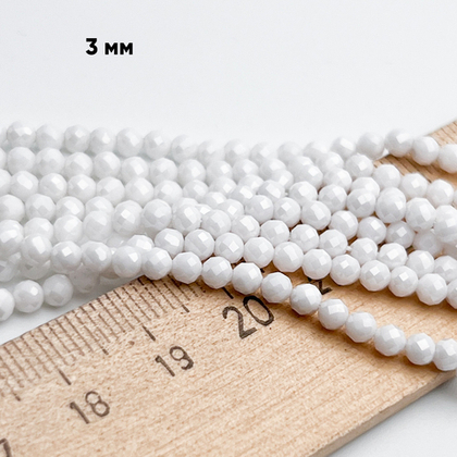 Фианит "матовый" (кубический цирконий), цвет белый, размер около 3 мм, цена за нить 38 см