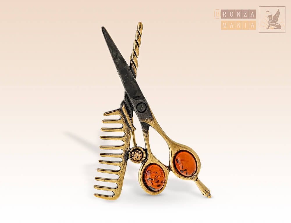 брошь Ножницы и Расческа