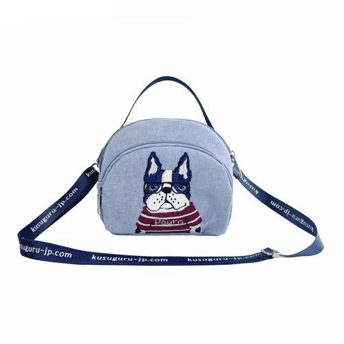 Мини-сумка пошет (pochette) с бульдогом Пауро, с ремнем, ANIMAL MODE, синяя, 25-8812-2, KUSUGURU